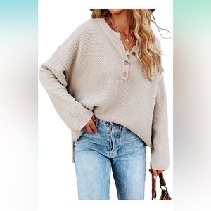 Oversized sweater loose V neck